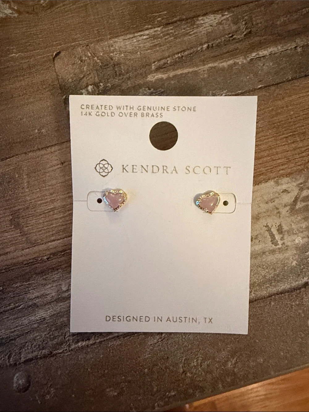 Kendra Scott Pink Heart Stud Earrings in Gold